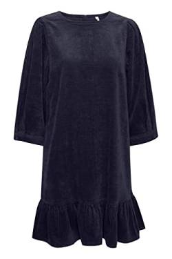 PULZ JEANS PZSALLY Dress Damen Freizeitkleid Kleid Cordkleid mit Puffärmeln und ausgestellten Saum Regular Fit, Größe:2XL, Farbe:Dark Sapphire (194020) von PULZ JEANS