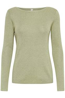 PULZ JEANS PZSARA Damen Strickpullover Feinstrick Pullover mit U-Boot Ausschnitt im Slim Fit, Größe:XS, Farbe:Sage Melange (1604211) von PULZ JEANS