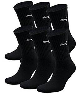 6 Paar PUMA Unisex Crew Socks Socken Sportsocken MIT FROTTEESOHLE (43-46, Schwarz) von PUMA