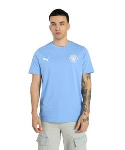 Manchester City Essentials Mens Tee | Herren Sport Shirt - Regular Fit Football Trikot - Blau - Size Groß von PUMA