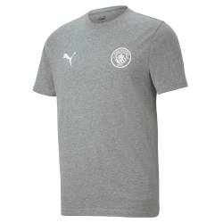 Manchester City Essentials Mens Tee | Herren Sport Shirt - Regular Fit Football Trikot - Grau - Size Klein von PUMA