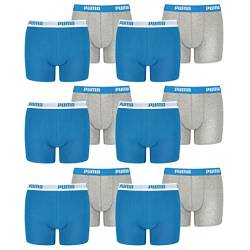 PUMA 12 er Pack Boxer Boxershorts Jungen Kinder Unterhose Unterwäsche, Farbe:417 - Blue/Grey, Bekleidung:140 von PUMA