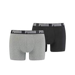 PUMA 2 er Pack Boxer Boxershorts Men Herren Unterhose Pant Unterwäsche, Farbe:691 - Dark Grey Melange/Black, Bekleidungsgröße:L von PUMA