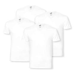 PUMA 4 er Pack Basic V Neck T-Shirt Men Herren Unterhemd V-Ausschnitt, Farbe:300 - White, Bekleidungsgröße:S von PUMA