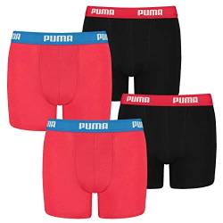 PUMA 4 er Pack Boxer Boxershorts Jungen Kinder Unterhose Unterwäsche, Farbe:786 - Red/Black, Bekleidung:164 von PUMA