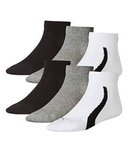 PUMA 6 Paar Lifestyle Quarter Socken Gr. 35-46 Unisex Sneaker Füßlinge, Farbe:325 - white/grey/black, Socken & Strümpfe:43-46 von PUMA