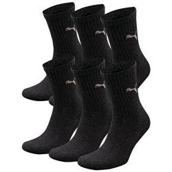 PUMA 6 Paar Unisex Crew Socks Socken Sportsocken MIT FROTTEESOHLE (anthrazit, 47-49) von PUMA