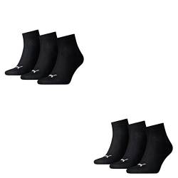 PUMA 6 Paar Unisex Quarter Socken Sneaker Gr. 35-49 für Damen Herren Füßlinge, Farbe:200 - black, Socken & Strümpfe:35-38 von PUMA