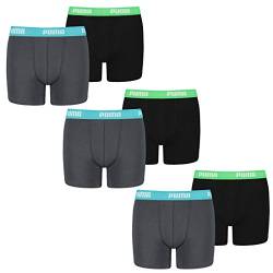PUMA 6 er Pack Boxer Boxershorts Jungen Kinder Unterhose Unterwäsche, Farbe:376 - India Ink/Turquoise, Bekleidung:128 von PUMA