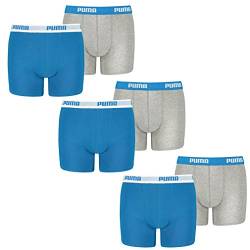 PUMA 6 er Pack Boxer Boxershorts Jungen Kinder Unterhose Unterwäsche, Farbe:417 - Blue/Grey, Bekleidung:128 von PUMA