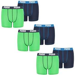 PUMA 6 er Pack Boxer Boxershorts Jungen Kinder Unterhose Unterwäsche, Farbe:686 - Green/Blue, Bekleidung:152 von PUMA
