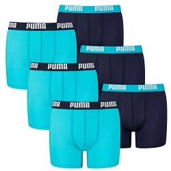 PUMA 6 er Pack Boxer Boxershorts Jungen Kinder Unterhose Unterwäsche, Farbe:789 - Bright Blue, Bekleidung:128 von PUMA