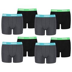 PUMA 8 er Pack Boxer Boxershorts Jungen Kinder Unterhose Unterwäsche, Farbe:376 - India Ink/Turquoise, Bekleidung:140 von PUMA