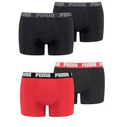 PUMA Boxershort 4er Pack Herren 4 Boxer Edition (Black/Red Black, S) von PUMA