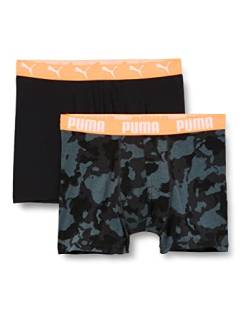 PUMA Boys Camo Boxer Boxershorts, Black/orange Combo, 140 (2er Pack) von PUMA