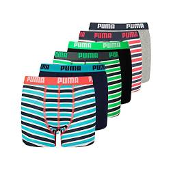 PUMA Boys Printed Stripe Basic Boxer 6 Pack Ecom Boxershorts, Blue/Green/red, 122-128 (6er Pack) von PUMA