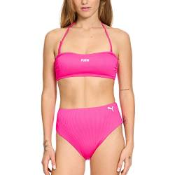 PUMA Damen Geripptes Bandeau-Bikini-Set, Helles Rosa, S von PUMA