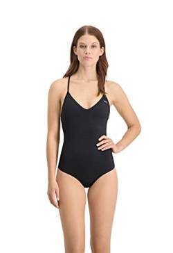 PUMA Damen Puma Dames V-hals Crossback Zwempak One Piece Swimsuit, Schwarz, L von PUMA