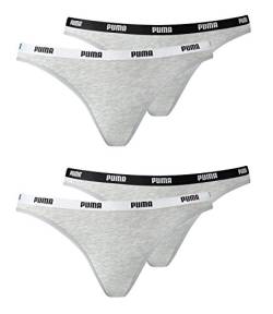 PUMA Damen Slips Briefs Pantys Iconic Bikini 573008001 4er Pack, Farbe:Grau, Wäschegröße:L, Artikel:-328 Grey/Grey von PUMA