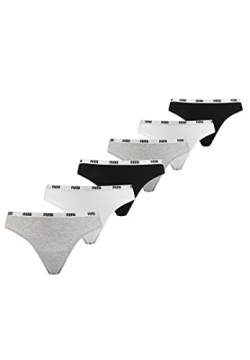 PUMA Damen Unterwäsche Strings 6P (Grey/Black/White, XL) von PUMA