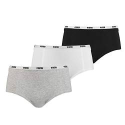 PUMA Damen Unterwäsche Unterhosen 3 Mini Shorts im Vorteilspack (White/Grey/Black, XL) von PUMA