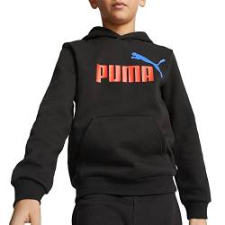 PUMA ESS+ 2 COL Big Logo Hoodie FL B Kinder Sweatshirt Kapuzenpullover schwarz 586987, Bekleidung:128 von PUMA