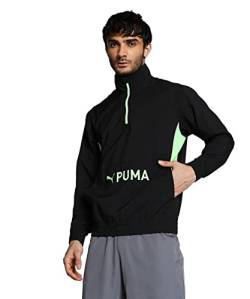 PUMA Fit Herren Trainingsjacke mit Half Zip Woven, Black Fizzy Lime Green, L von PUMA