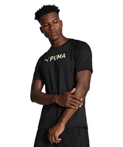 PUMA Fit Herren Ultrabreathe Triblend Training T-Shirt, Black Fizzy Lime Green, M von PUMA