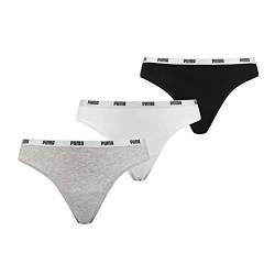 PUMA Frauen String Thong 3er Pack Höschen, Weiß/Grau/Schwarz, S von PUMA