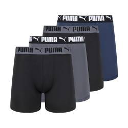 PUMA Herren 4er-Pack Active Stretch Boxershorts Retroshorts, Blau/Schwarz/Grau, Large von PUMA