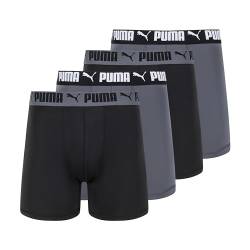 PUMA Herren 4er-Pack Active Stretch Boxershorts Retroshorts, schwarz/grau, Medium von PUMA