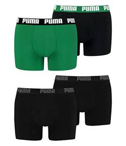 PUMA Herren Boxershorts Unterhosen 100004386 4er Pack, Wäschegröße:L, Artikel:-230 Black/Black + 035 Amazon Green von PUMA