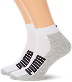PUMA Herren Cushioned Quarter 2P Socken, White/Grey/Black, 39-42 (2er Pack) von PUMA