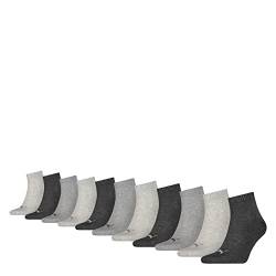 PUMA Herren Damen Quarter Socken 11 Paar, Farbe:Grau, Größe:35-38, Artikel:-003 anthracite/light melange grey/middle melange grey von PUMA
