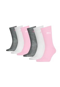 PUMA JUNIOR CREW Kinder Tennis Socken für Mädchen und Jungen 6er Pack, Farbe:Rose 8564, Socken & Strümpfe:35-38 von PUMA