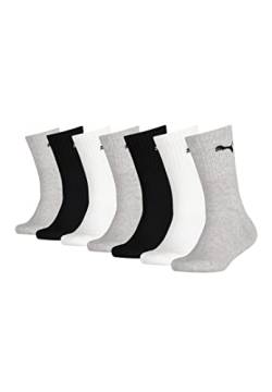 PUMA JUNIOR Quarter Socken Tennissocken Sportsocken Gr. 27- 38 für Mädchen und Jungen 7 Paar , Farbe:882 - grey/white/black, Socken & Strümpfe:31-34 von PUMA