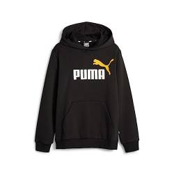 PUMA Jungen ESS+ 2 Col Big Logo Hoodie FL B Schweiß, Black-Yellow Sizzle, 152 von PUMA