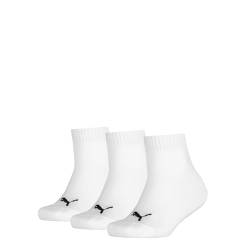 PUMA Jungen Quarter 3p Sportsocken, Weiß (White 300), One Size (Herstellergröße: 23/36) (3er Pack) von PUMA
