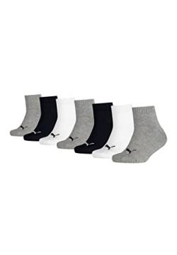 PUMA KIDS Quarter Socken Sneaker Gr. 23 - 42 für Mädchen und Jungen 7 Paar , Farbe:882 - grey/white/black, Socken & Strümpfe:27-30 von PUMA