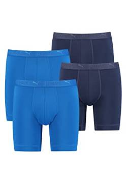 PUMA Lange Boxershorts Herren 4er Pack Sport Mikrofaser + elastisch / Funktionsunterhosen Männer (S - XL), Farbe:Blue Combo, Bekleidungsgröße:M von PUMA