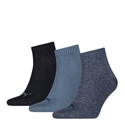 PUMA Plain 3P Quarter Socke, Blau (Denim Blue), 39-42 von PUMA