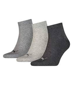 PUMA Plain 3P Quarter Socke, Grau (Anthrazit/L Mel Grey/M Mel Grey), 43/46 EU von PUMA