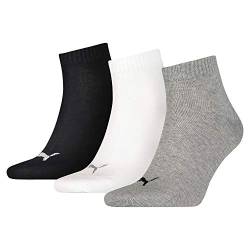PUMA Plain 3P Quarter Socke, Mehrfarbig (Grey/White/Black), 43-46, 3er Pack von PUMA