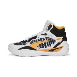 PUMA Unisex Adults' Sport Shoes PLAYMAKER PRO MID BLOCK PARTY Basketball Shoe, PUMA WHITE-CLEMENTINE, 40 von PUMA