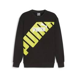 PUMA Unisex Power Graphic Crew Tr Sweat, Schwarz-Limettengrün, L von PUMA