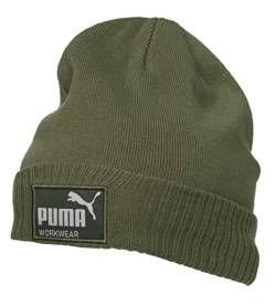 PUMA Work WEAR Herren Damen Beanie, Strickmütze, Wintermütze mit intergrierter Wärmepolsterung für die Ohren - Oliv von PUMA