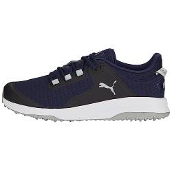 Puma Golf Herren Fusion Grip extra breit Golfschuh, Puma Navy-Puma Silver-Quiet Shade, 44.5 EU Weit von PUMA