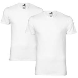 Puma Herren Bodywear Basic T-Shirt 2er Pack, weiß, S, 652001001 von PUMA