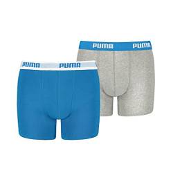 Puma Jungen Boys Basic Boxer 2P Boxershorts, Mehrfarbig (Blue/Grey 417), (Herstellergröÿe. 176) (2Er Pack) von PUMA