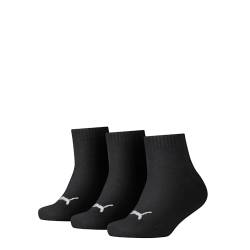 Puma Jungen Quarter 3p Sportsocken, Schwarz (Black 200), One Size (Herstellergröße: 23/36) (3er Pack) von PUMA